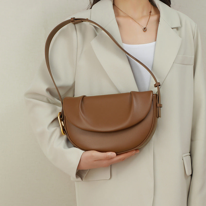 JULIA Cowhide Pleated Underarm Saddle Bag