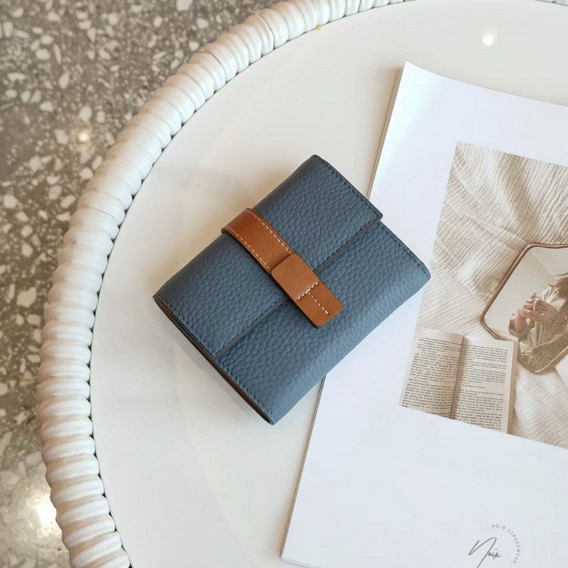 Envy First Layer Short Cowhide Color Matching Wallet