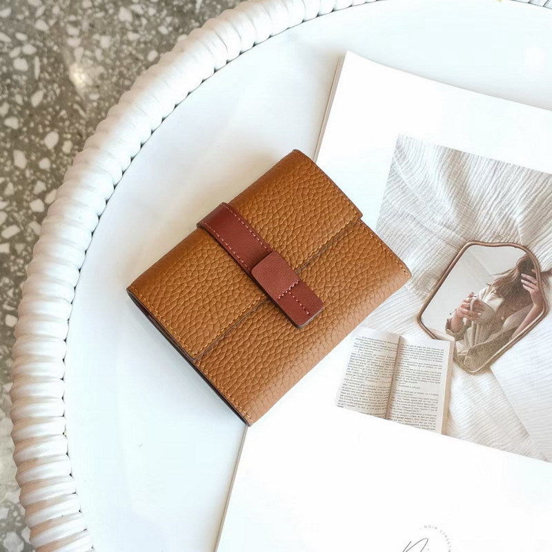 Envy First Layer Short Cowhide Color Matching Wallet