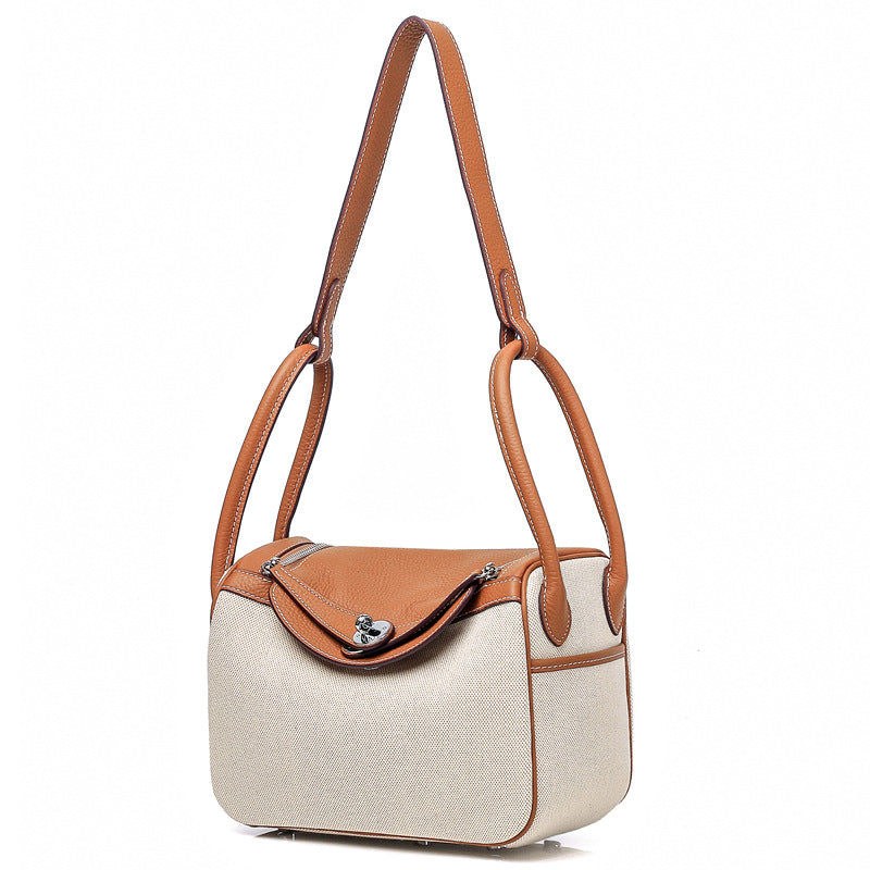 ANNA Canvas and Top Layer Cowhide Doctor's Handbag