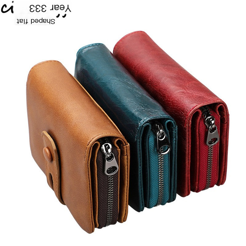 GAGE Leather Zipper Short Wallet and Money Bag
