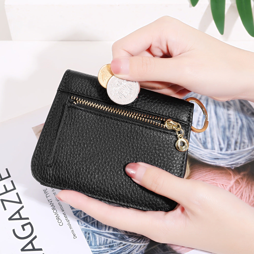 SARAH Cowhide Zipper Coin Purse