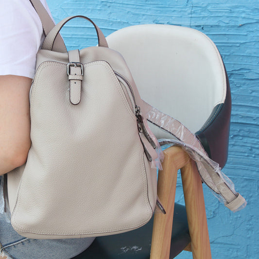 PATRICIA Solid Color Cowhide Backpack