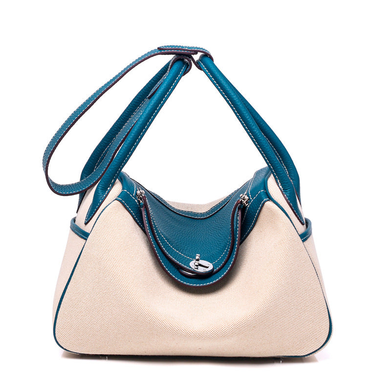 ANNA Canvas and Top Layer Cowhide Doctor's Handbag