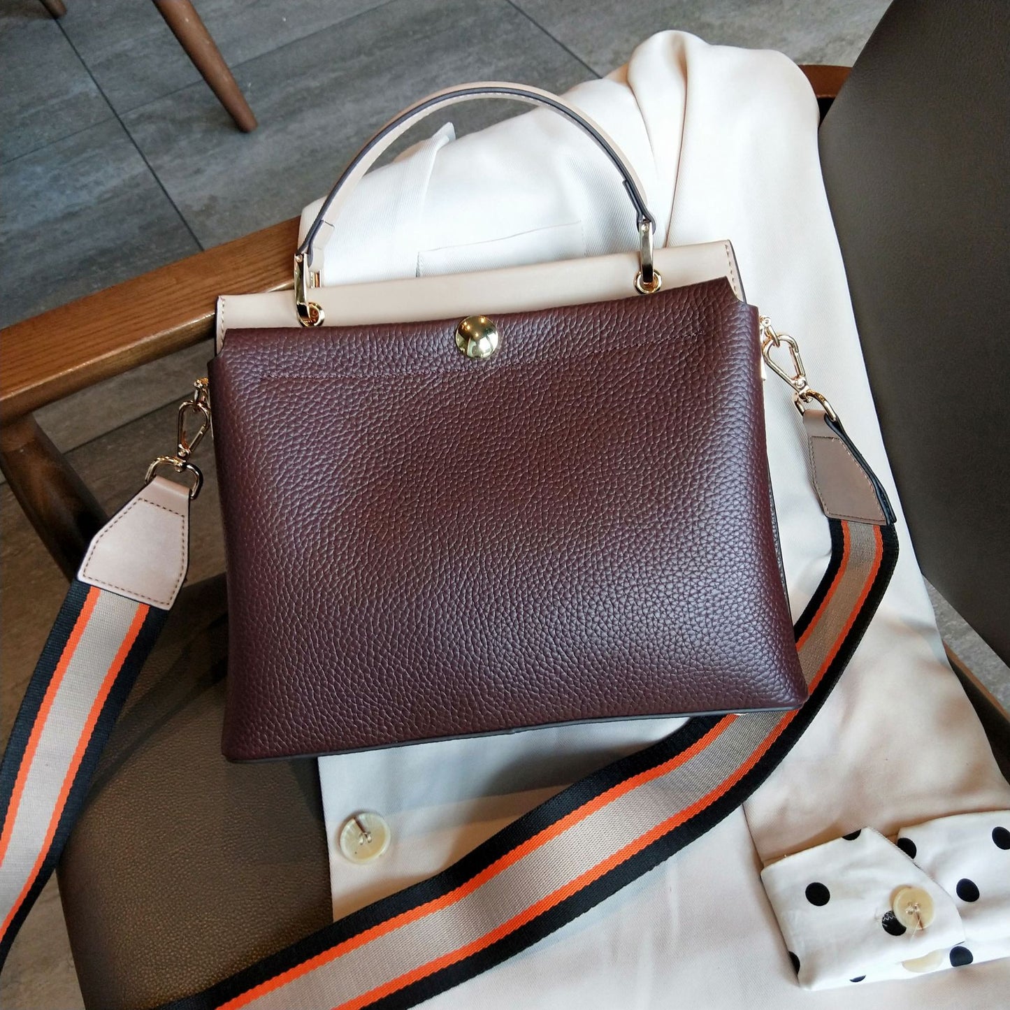 EVIE Large Capacity Soft Cowhide All-match Shoulder Bag