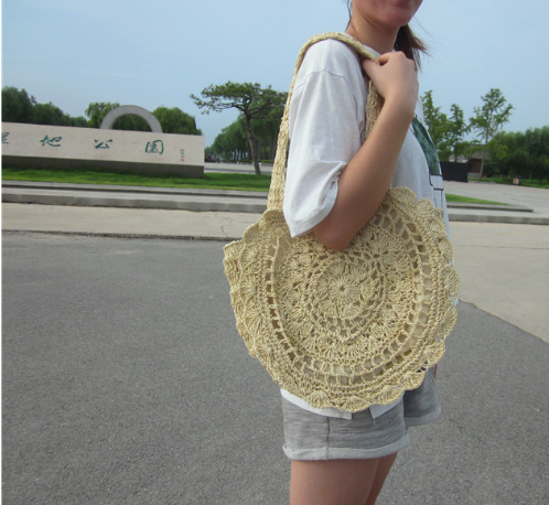 OLIVIA Crochet Flower Shoulder Bag with Tassels (Beach Bag)