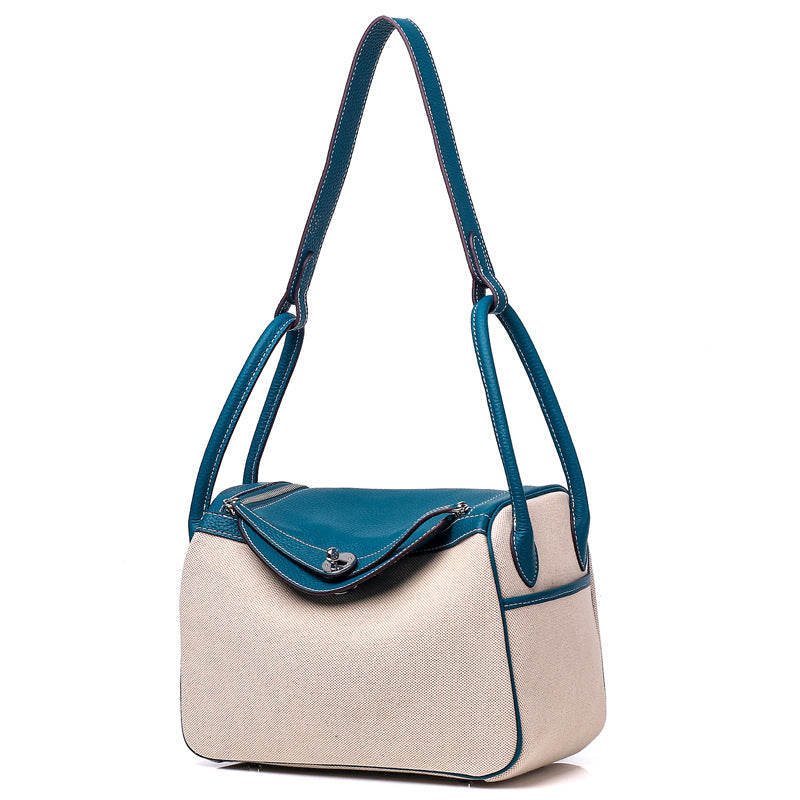 ANNA Canvas and Top Layer Cowhide Doctor's Handbag