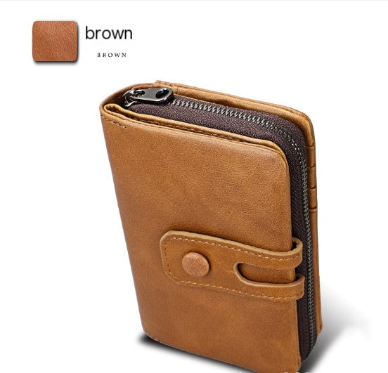 GAGE Leather Zipper Short Wallet and Money Bag