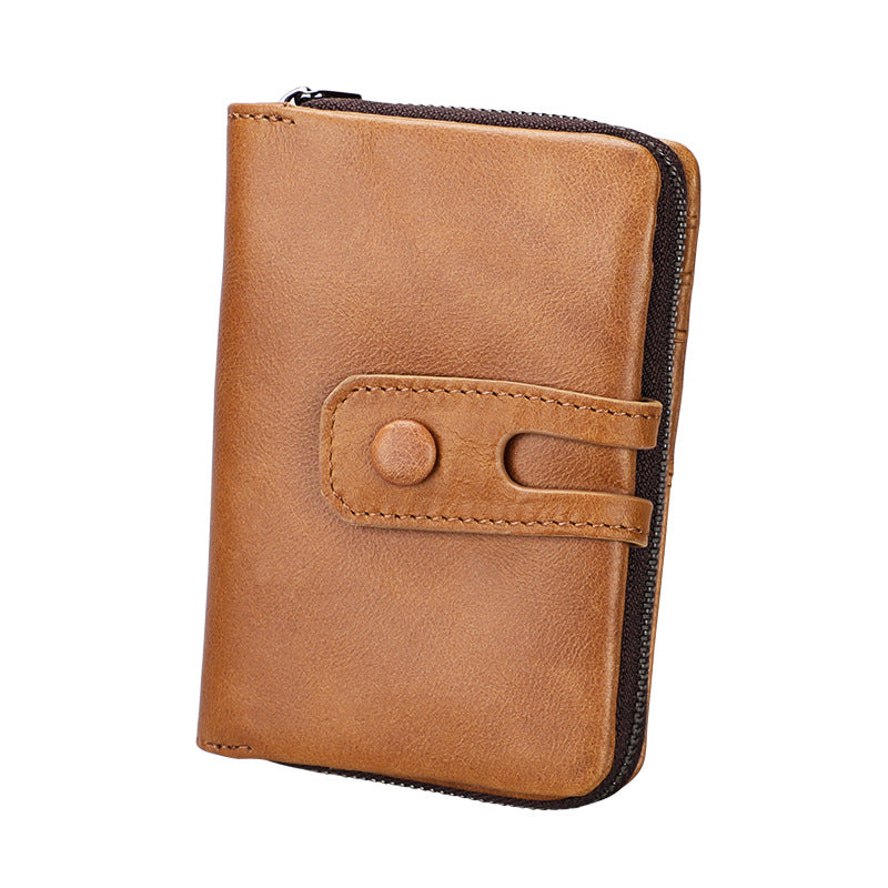 GAGE Leather Zipper Short Wallet and Money Bag