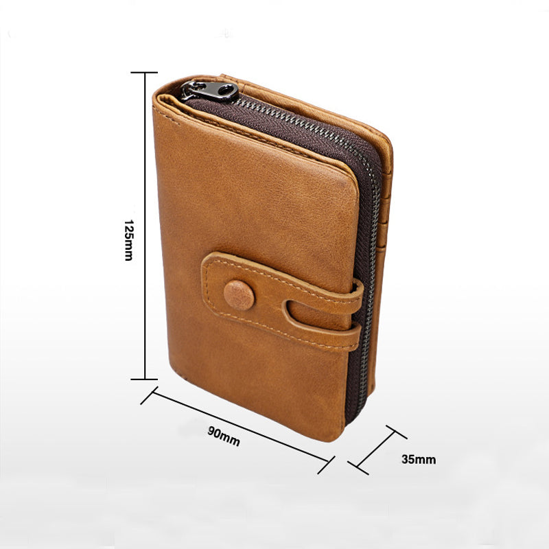 GAGE Leather Zipper Short Wallet and Money Bag