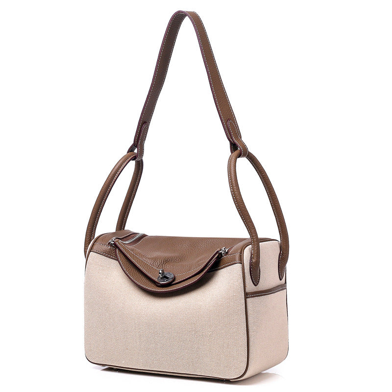 ANNA Canvas and Top Layer Cowhide Doctor's Handbag