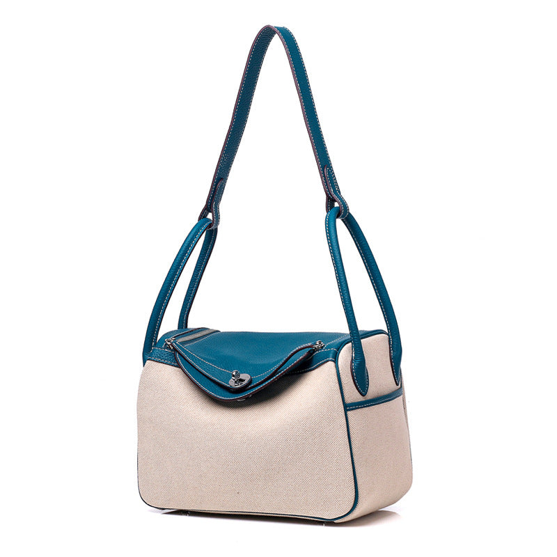 ANNA Canvas and Top Layer Cowhide Doctor's Handbag